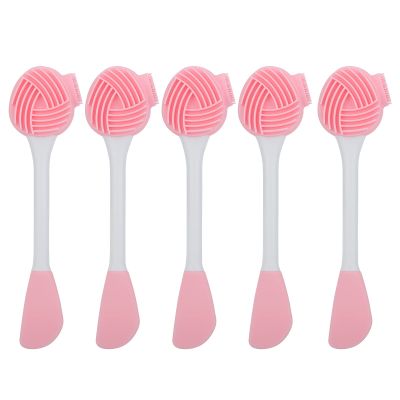 YolieraArt Double Headed Facial Cleansing Brush, 5pcs Silicone Face Brush Set with Mud Mask Spoon, Nose and Skin Cleansing Tool for Facial Care