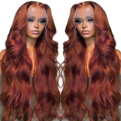 wigs Reddish Brown Body Wave Lace Frontal Human Hair Wig 13x4 13x6 Transparent Lace Frontal Wig 4x4 Closure Glueless Wigs For Women hairpiece(200 Density,5X5 HD LACE WIG_42INCHES)