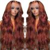 wigs Reddish Brown Body Wave Lace Frontal Human Hair Wig 13x4 13x6 Transparent Lace Frontal Wig 4x4 Closure Glueless Wigs For Women hairpiece(200 Density,5X5 HD LACE WIG_42INCHES) view 1