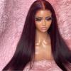 wigs 99J Colored 26Inch Burgundy Synthetic Straight Lace Front Wig For Black Women With Baby Hair Heat Resistant Fiber Daily Wig hairpiece(#10,180%_26INCHES) view 3