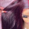 wigs 99J Colored 26Inch Burgundy Synthetic Straight Lace Front Wig For Black Women With Baby Hair Heat Resistant Fiber Daily Wig hairpiece(#10,180%_26INCHES) view 4