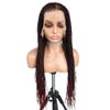 HKINBAS wigs Burgundy 13x6 Lace Frontal Braids Wig Synthetic 99J Color Cornrow Braided Lace Front Wig Glueless Wine Red Braiding Wig hairpiece(1B) view 2