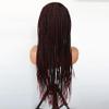 HKINBAS wigs Burgundy 13x6 Lace Frontal Braids Wig Synthetic 99J Color Cornrow Braided Lace Front Wig Glueless Wine Red Braiding Wig hairpiece(1B) view 4