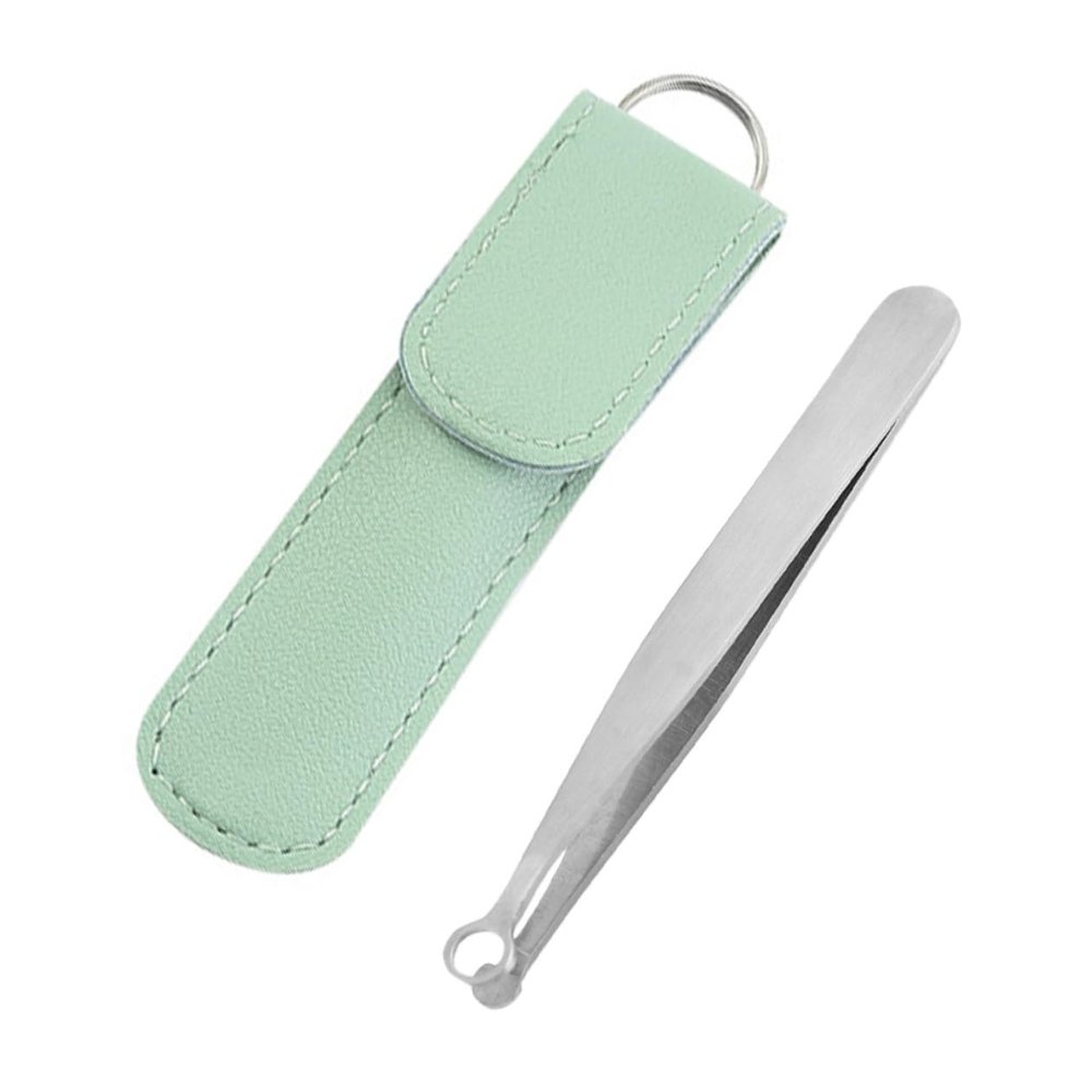 Gogogmee Stainless Steel Nose Hair Clip Trimmer Portable Lightweight Round Head Design Male Grooming Tool with Green Case for Personal Nose Care
