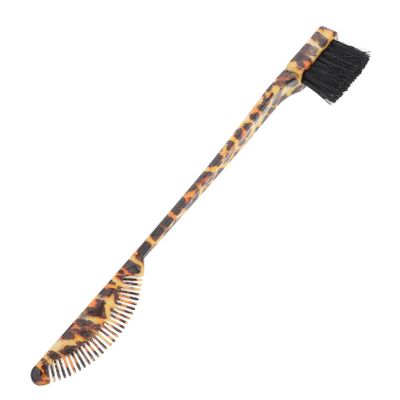 Mikinona Double-end Portable Eyebrow Brush with Comb for Travel Multifunctional Makeup Tool for Shaping Grooming and Styling Eyebrows and Hair Leopard Print Design