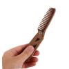 Gogogmee Men's Folding Wooden Beard Comb Wide Hollow Teeth for Smooth Grooming Portable Travel Grooming Comb with PU Protective Case for Styling and Detangling view 3
