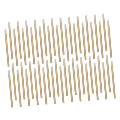Beatifufu 50Pcs Disposable Wooden Lip Brush Portable Lipstick Applicators with Soft Flocking Tips for Hygienic Makeup Application for Lip Gloss and Eyeshadow Use