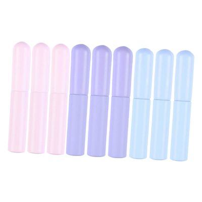 COOLHIYA 9 Pcs Soft Silicone Lip Brush Set with Lids Round-head Applicators for Lipstick Blending Concealing Portable Makeup Tools for Travel and Daily Use Gentle Delicate Lips