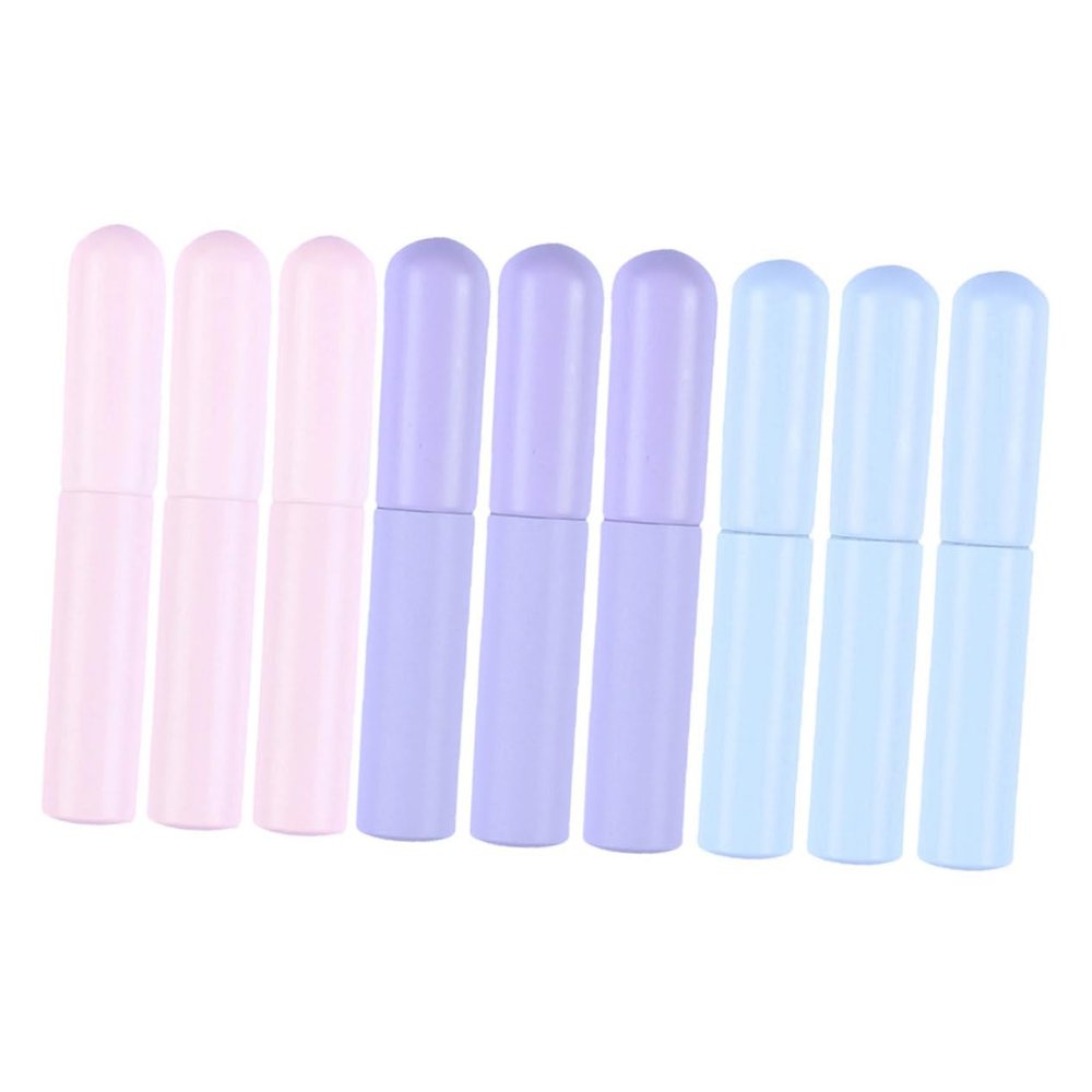 COOLHIYA 9 Pcs Soft Silicone Lip Brush Set with Lids Round-head Applicators for Lipstick Blending Concealing Portable Makeup Tools for Travel and Daily Use Gentle Delicate Lips