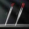 4Pcs Stainless Steel Precision Tweezers Set with Silicone Rubber Tips  Flat Tip & Bent Tip Non-Marring Tools for Beauty, Crafts, Jewelry, Electronics, Eyelash Extensions (Red 4Pcs) view 2