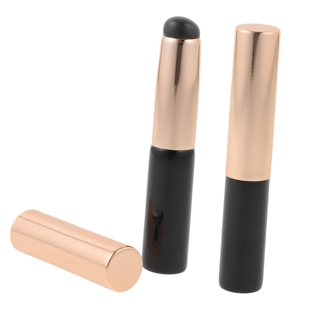 COOLHIYA Silicone Lip Brush Small Round Head Makeup Tool for Women Lip Gloss Applicator Concealer Brush Portable Dustproof Cap Black