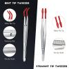 4Pcs Stainless Steel Precision Tweezers Set with Silicone Rubber Tips  Flat Tip & Bent Tip Non-Marring Tools for Beauty, Crafts, Jewelry, Electronics, Eyelash Extensions (Black 4 pcs) view 3