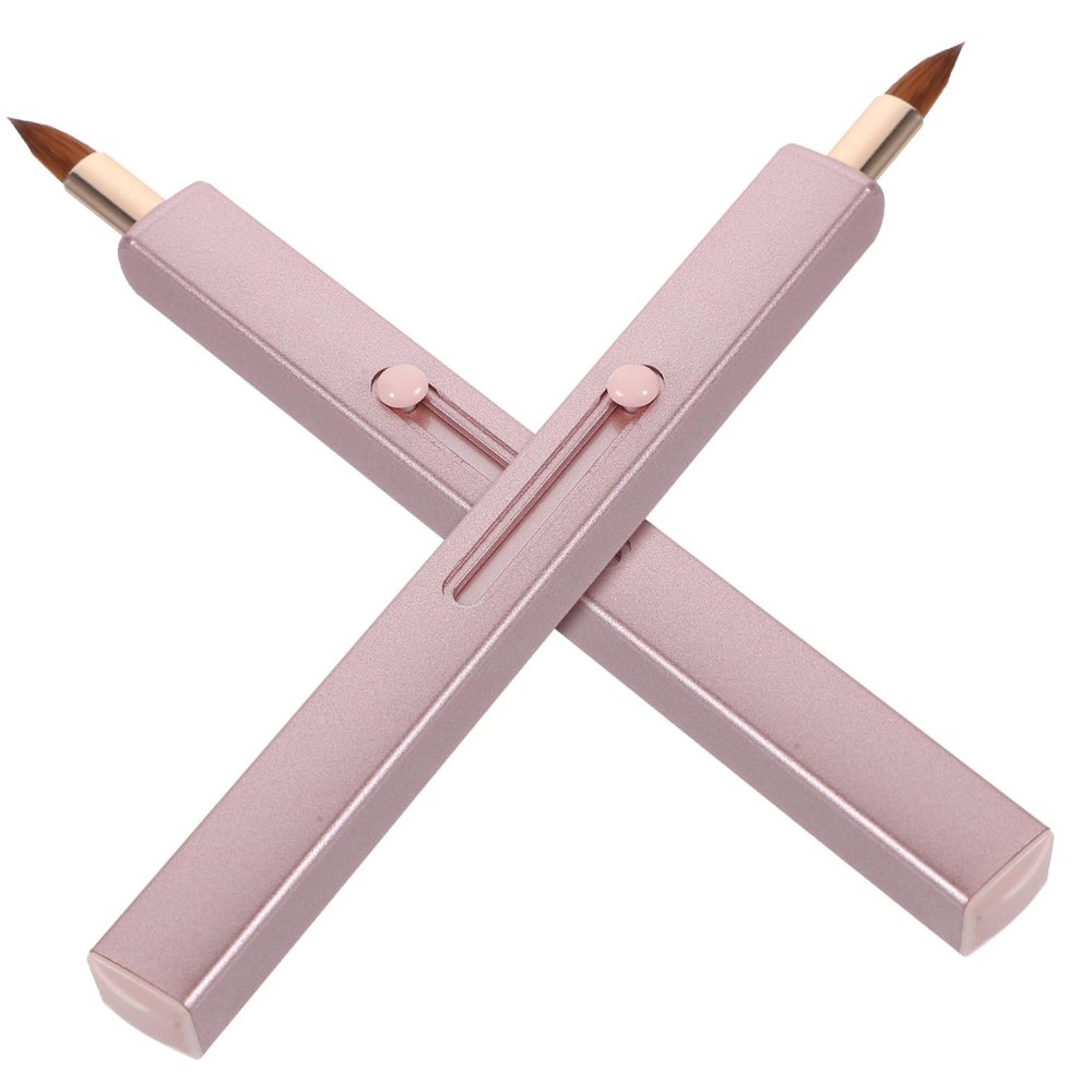 COOLHIYA 2pcs Adjustable Lip Brushes with Cap for Lipstick and Lip Gloss Application Portable Small Concealer Makeup Tool Fine Soft Bristles for Even Color Pink