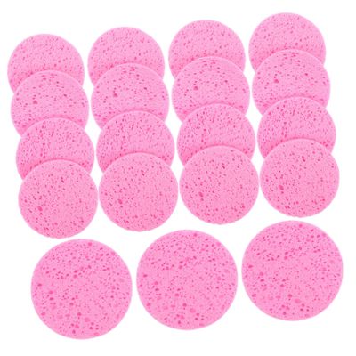 Beatifufu 50pcs Round Makeup Removal Sponges Soft Cellulose Facial Cleansing Puff for Gentle Skin Care Reusable Face Washing Sponge Suitable for Dry and Sensitive Skin Bulk Pink