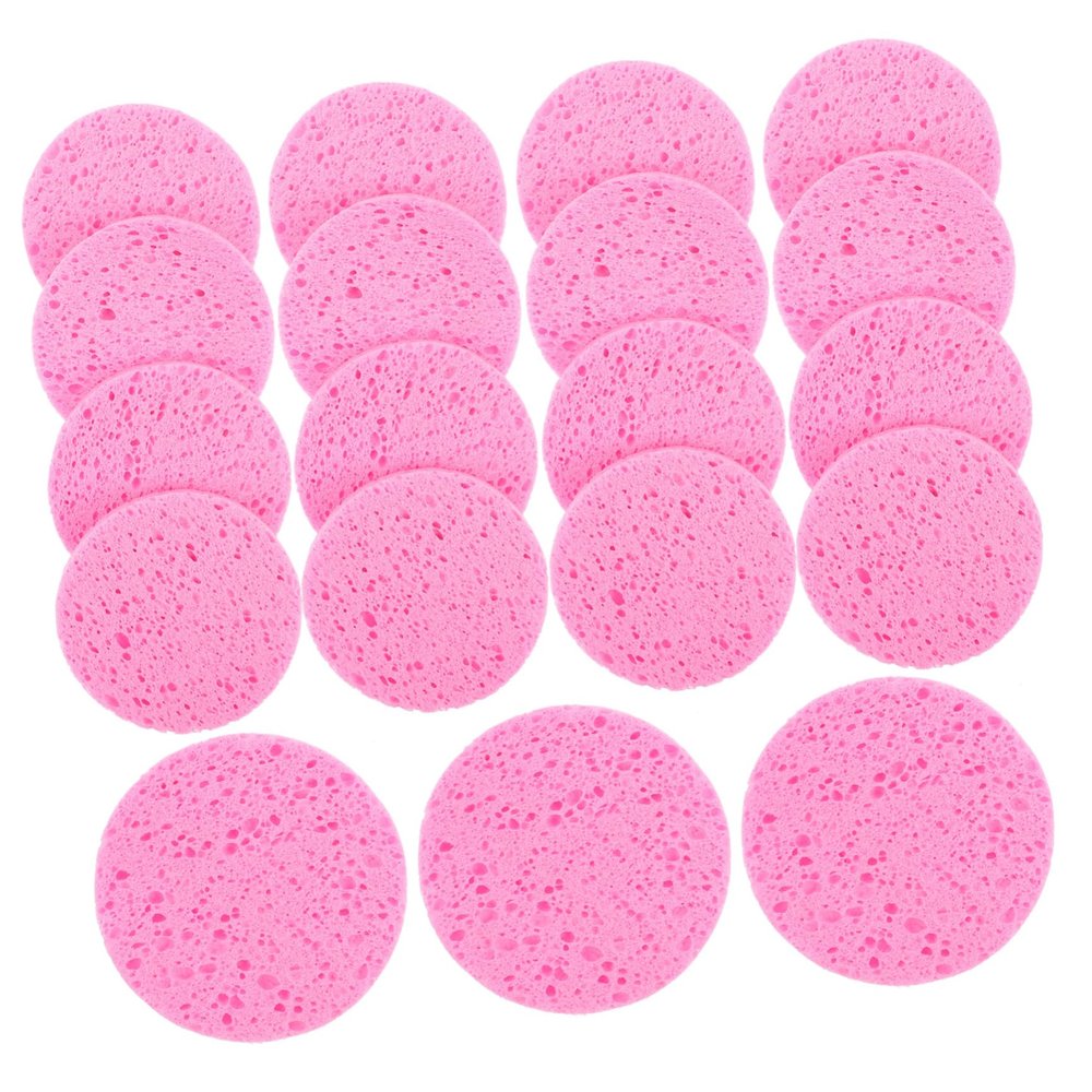 Beatifufu 50pcs Round Makeup Removal Sponges Soft Cellulose Facial Cleansing Puff for Gentle Skin Care Reusable Face Washing Sponge Suitable for Dry and Sensitive Skin Bulk Pink