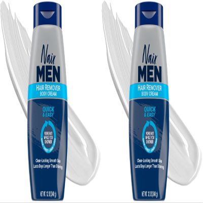 Nair Men Hair Remover Body Cream, Quick and Easy Body Hair Removal Cream for Men, Aloe and Lanolin, Dermatologist Tested, 12 Oz (Pack of 2)