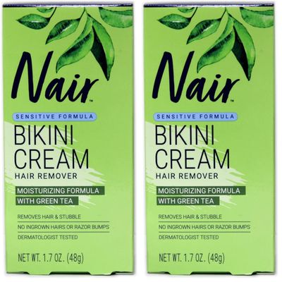 Nair Bikini Cream with Green Tea Sensitive Formula, 1.7 Ounce (Pack of 2)