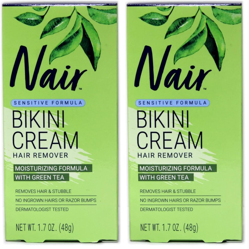 Nair Bikini Cream with Green Tea Sensitive Formula, 1.7 Ounce (Pack of 2)