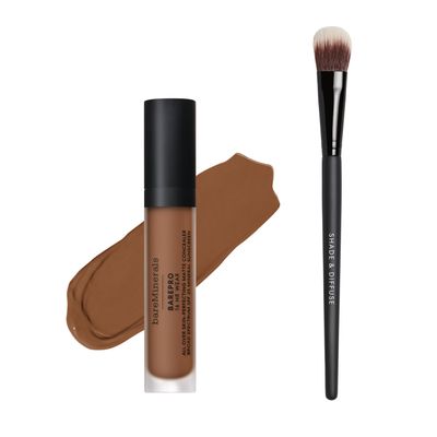 bareMinerals BarePro 16HR All Over Skin-Perfecting Natural Matte Concealer Mineral SPF 25 with Niacinamide + Shade & Diffuse Concealer Brush Bundle