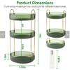 3-Tier Rotating Makeup Organizer, 360 Spinning Storage Tray, 55 LBS Load, 19 inch Height, Green Glass view 3