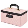 KaAutoler Portable makeup box with Lock, Large Capacity Travel Makeup Case Organizer, Makeup Bags for Girls Traveling With Handle and Divider Makeup Bag (Pink) view 1
