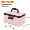 KaAutoler Portable makeup box with Lock, Large Capacity Travel Makeup Case Organizer, Makeup Bags for Girls Traveling With Handle and Divider Makeup Bag (Pink) view 3