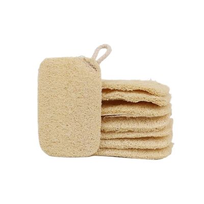 6pcs Dual-Layer Loofah Sponge Exfoliator - Natural Loofah Outer for Scrubbing + Soft Sponge Inner for Massage, Bath Kitchen Use(6pcs Single Layer)