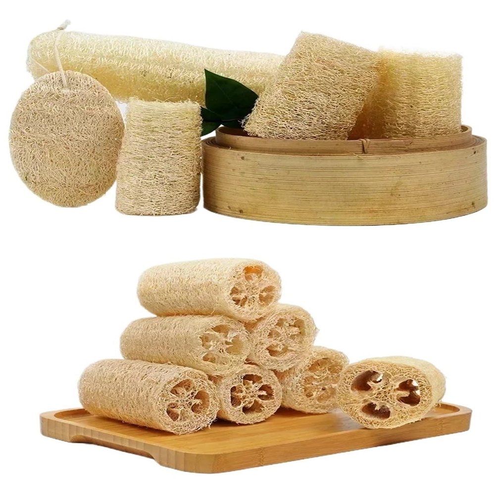 1pcs Natural Bath Loofah Exfoliating Body Sponge with Rope Loofah Scrubber for Skin Care Spa Shower Body Bath Brush
