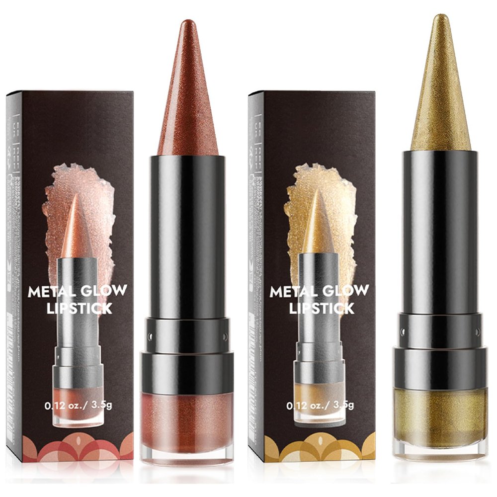 BERALLOYE 2PCS Glitter Eyeshadow Stick & Eyeliner Pencil, 4-in-1 Metallic Shimmer Cream Eyeshadow, Long-Lasting Waterproof Eye Brightener, Highly Pigmented Eye Makeup(#01)