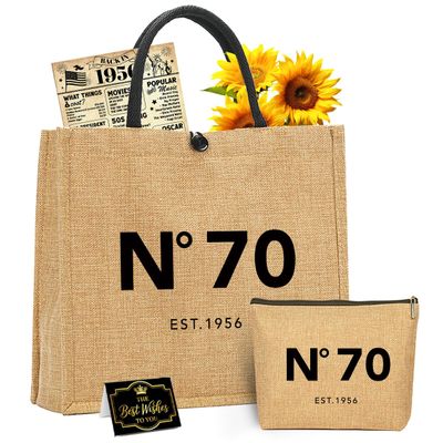 NGLIV 70th Birthday Gifts for Women 1956 Birthday Gifts for Women Mom Wife Aunt Friends Her Vintage Handbag Tote Bag & Cosmetic Bag & Back in 1956 Poster-N