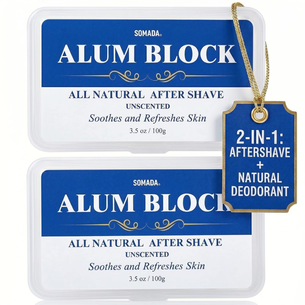 SOMADA Alum Block, Natural Aftershave Stone, 3.5oz/100g, 2-Pack