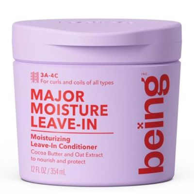 Being Major Moisture Leave-In Conditioner with Cocoa and Oat Extract for Curls and Coils, Moisturizing Formula, Woody Floral Santal, Cream, 7.6 fl oz