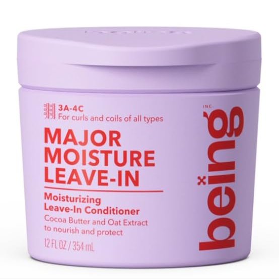 Being Major Moisture Leave-In Conditioner with Cocoa and Oat Extract for Curls and Coils, Moisturizing Formula, Woody Floral Santal, Cream, 7.6 fl oz