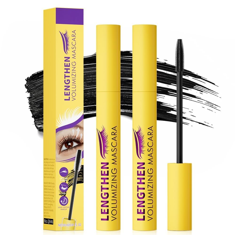 Bubble Mascara, 2026 Upgrade Volumizing Mascara, Waterproof Brown Mascaras for Sensitive Eyes, Clump-Free Lash Enhancer for Daily Use, Long Lash Mascaras for Women (2pcs-black)