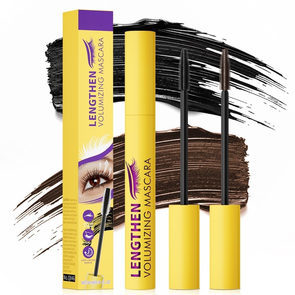 Bubble Mascara, 2026 Upgrade Volumizing Mascara, Waterproof Brown Mascaras for Sensitive Eyes, Clump-Free Lash Enhancer for Daily Use, Long Lash Mascaras for Women (Brown+black)