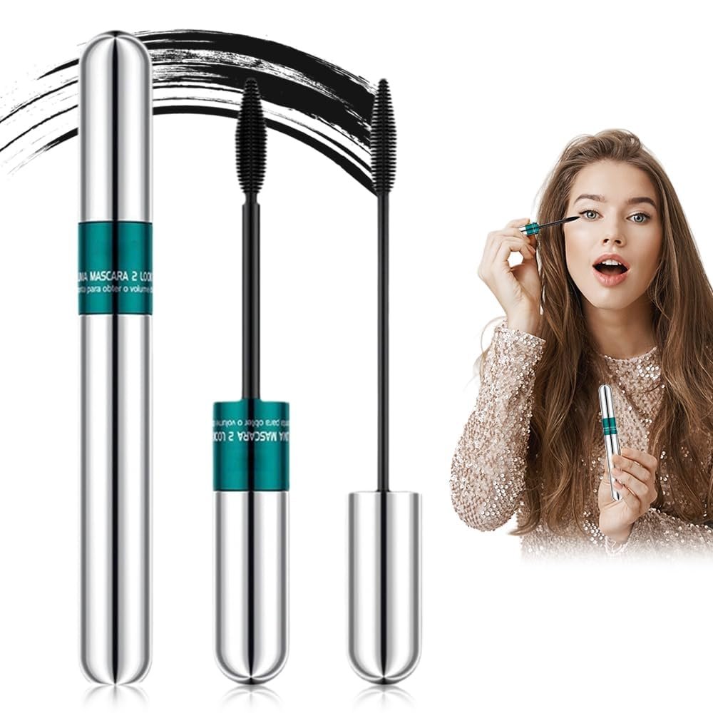 Long Lasting Curl Mascara, 2026 New 2 in 1 Mascara in a Small Strong Metal Tube, Long Lasting Lengthening and Curling (Blue)