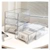 ADETSES Desktop Pull-out Bathroom Storage Box Pillbox Rack Medicine Multi-layer DIY Stackable Transparent Visual Make-up(2Trans WM) view 2