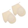 IWOWHERO 2Pcs Exfoliating Loofah Bath Gloves Double-sided Body Scrub Gloves for Gentle Deep Clean Massage Natural Cotton Sponge Material Beige for Shower Spa Skin Care view 1