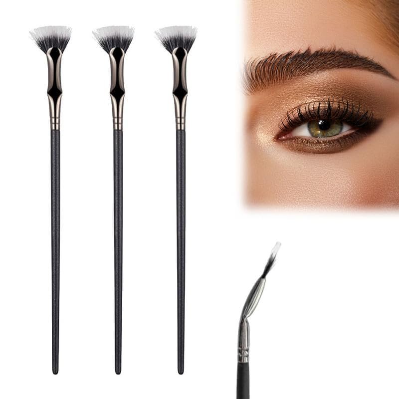 2026 New Upgraded Folding Angle Scalloped Lash Brush, Mascara Fan for Lashes Eyelash Separator Tool, Eye Makeup Fan Brush Eyelash Comb for Upper Lower Eye Lash (Black 3Pcs)