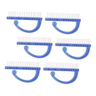 Beatifufu 6pcs Large Blue Fingernail Dust Brushes Manicure Nail Cleaning Powder Scrubbing Tools for Professional Salon and Home Use