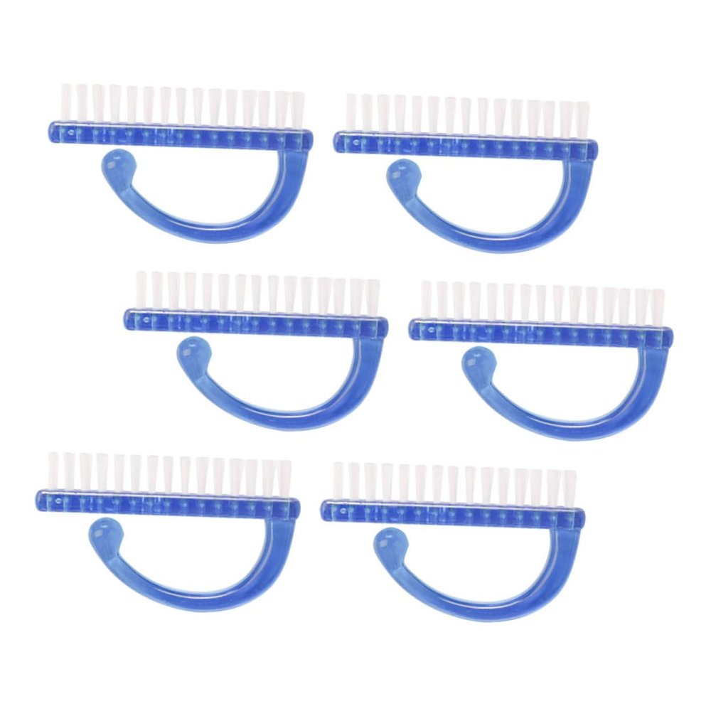 Beatifufu 6pcs Large Blue Fingernail Dust Brushes Manicure Nail Cleaning Powder Scrubbing Tools for Professional Salon and Home Use
