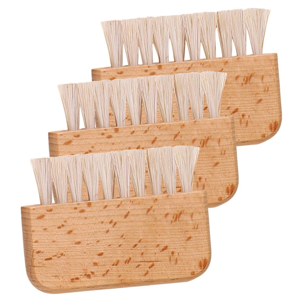 Beatifufu 3pcs Pig Bristle Nail Brush for Fingernail and Toe Cleaning Stiff Bristle Scrubbing Brush for Removing Stains Under Nails Portable Lightweight for Men and Women