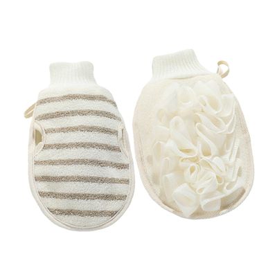 Beatifufu 2pcs Flax Exfoliating Shower Mittens Dual-sided Dead Skin Removal Gloves Compact Bath Scrubbers for Home and Travel Use