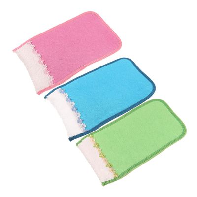 HAKIDZEL 3Pcs Exfoliating Bath Gloves Rayon Body Scrubber Mitts for Gentle Dead Skin Removal Shower Washcloths No Irritation Random Colors for Sauna and Bath Use Random Color