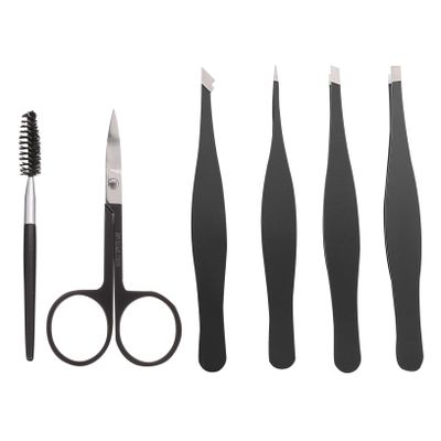 Beatifufu 6Pcs Stainless Steel Eyebrow Tweezers Curved Multipurpose Makeup Tool for Precise Facial Hair Removal Portable Beauty Clips for Women