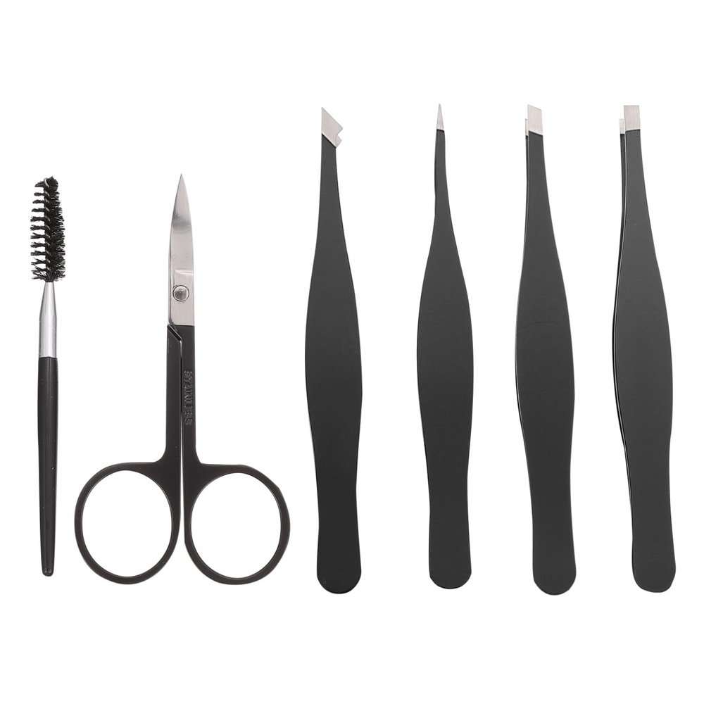 Beatifufu 6Pcs Stainless Steel Eyebrow Tweezers Curved Multipurpose Makeup Tool for Precise Facial Hair Removal Portable Beauty Clips for Women