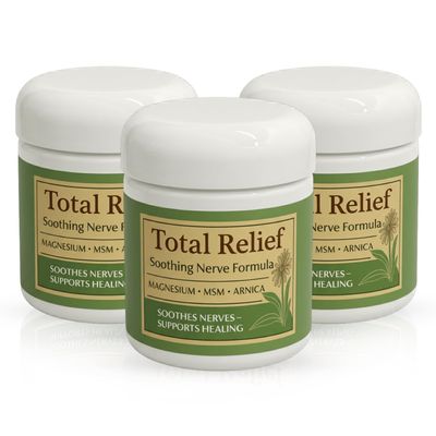 HiRelief Total Relief Magnesium Cream for Nerves Fast-Absorbing MSM & Arnica Cream for Healthy, Comfortable Nerves and Daily Comfort 4 Fl Oz (Pack of 3)