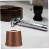 Beatifufu Rose Gold Aluminum Safety Razor Stand Compact Manual Razor Base Holder for Men Grooming Smooth Edges for Safe Use Space-saving Trimmer Organizer Easy to Clean Bathroom Accessory view 2