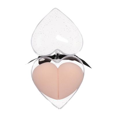 Beatifufu 1 Box Heart Shape Makeup Eggs Pink Dual-purpose Wet Dry Powder Puff Flocking Beauty Sponges for Foundation Blending and Cosmetic Application