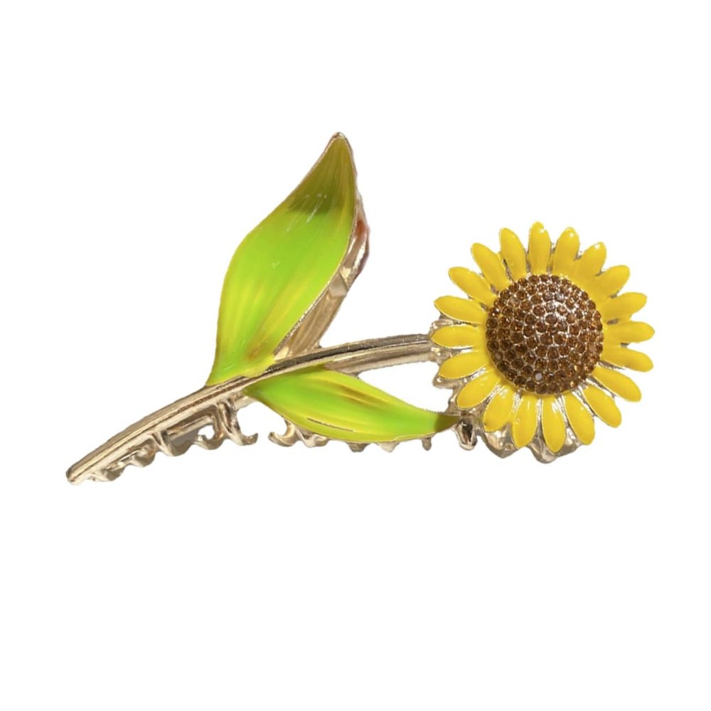 Mikinona Sunflower Hair Claw Clip for Women Elegant Metal Flower Hair Accessories Non-slip Strong Grip Ponytail Holder and